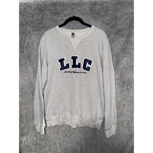 LLC Advertising Happiness Crewneck Sweatshirt Gray Long Sleeve Top